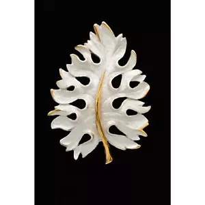 Broche prendedor vintage de plata cepillada esmalte perla hoja de oro nuevo de colección años 80 9B - Imagen 1 de 11