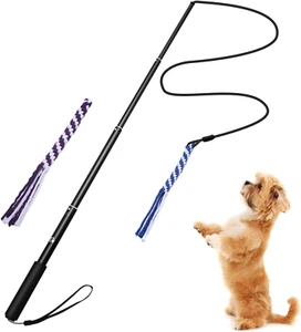 (Large) - Interactive Dog Tug Toy, ANG Extendable Dog Teaser Wand with 2 Cott... - Picture 1 of 7