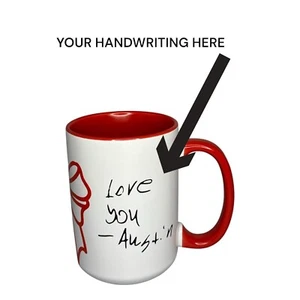 IHRE HANDSCHRIFT auf einem Becher 15 Unzen Latte, Cappuccino, Kaffee SCHNELLER VERSAND! - Bild 1 von 7