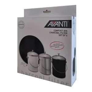 New AVANTI Compost Bin 19cm Replacement Charcoal Carbon Filter Set of 6 - Picture 1 of 3