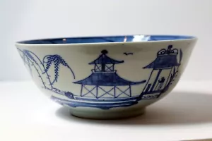 Blau Weiß Antike Chinesische Porzellan Schale Canton - Bild 1 von 10