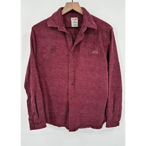 Dickies Genuine Button down Shirt Mens Medium Red Thick Cotton Long Sleeve Pocke - Picture 1 of 9