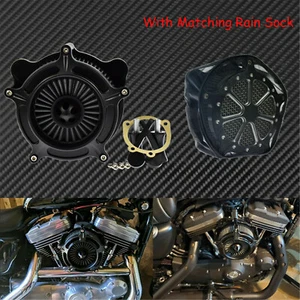 Air Cleaner Gray Intake W/ Rain Sock Fit For Harley Touring 08-16 Softail 16-17 - Picture 1 of 12