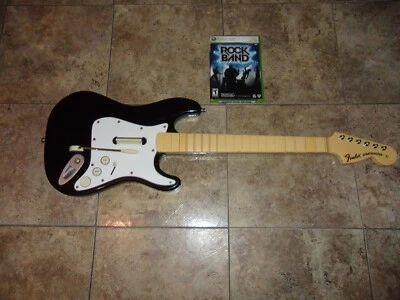 MICROSOFT XBOX 360 WIRELESS GUITAR FENDER CONTROLLER ROCK BAND GAME LOT - Image 1 of 4