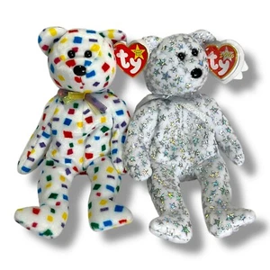 NEU 1999 2000 TY Beanie Babys 8,5" TY 2K & The Beginning Bears Konfetti & Sterne - Bild 1 von 8