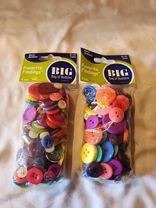 LOT OF 2 Big Bag Of Buttons, Multi Colored Buttons 4 Oz Package, Sewing, NEW - Picture 1 of 2