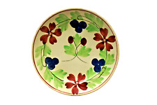 Vintage Floral Spongeware Pottery Plate Spatter Ware Hand Painted Green Leaf"12