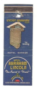 HOTEL ABRAHAM LINCOLN READING PENNSYLVANIA Vintage Matchbook Cover SM-15 - Picture 1 of 2