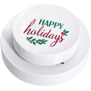 60pcs Christmas Plastic Plateswhite Plastic Plateshappy Holiday Platesdurable Pl - Picture 1 of 9