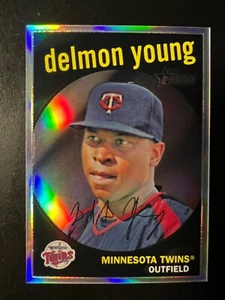 2008 Topps Heritage Chrome Refractors #C113 Delmon Young #'d 393/559 Twins - Picture 1 of 2