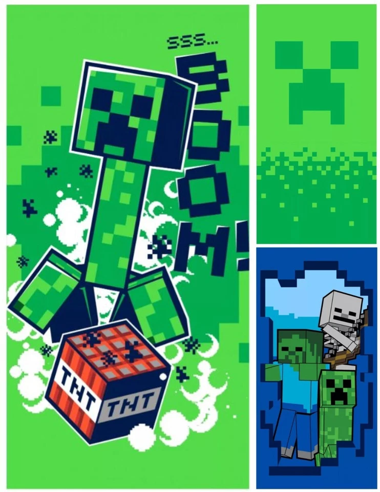 Minecraft Bath Towel Beach Towel 70x140cm 100% Cotton - Image 1 of 1