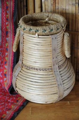 Old Hand Made Basket Vase with Handles…  has a wonderful style... - image 1 of 4