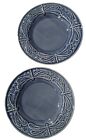 Set 2 Bordallo Pinheiro Ceramic Blue Portugal 8" Salad Plate Dragonfly Pattern
