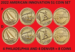 Set P & D monete dollaro American Innovation 2022 - 8 monete non in circolazione - Foto 1 di 1