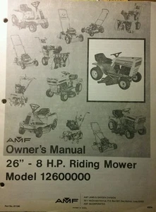 AMF 26"-8 h.p Riding Mower Lawn Tractor & Mower Deck Owner & Parts Manual - Picture 1 of 2