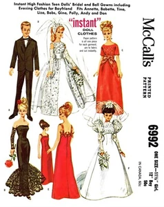 Poupée McCall's 6992 BARBIE & Ken motif Gina Babs Tammy Babette Tina Liza Polly - Photo 1/4