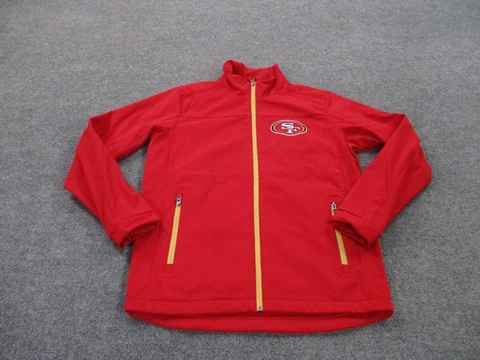 San Francisco 49ers Jacket Adult S Red Full Zip Logo Softshell Mock Neck Mens Cover