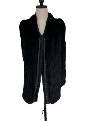 NWOT Vince Draped Wool & Rabbit Fur Sweater Vest Black Size XS - Image 1 of 4