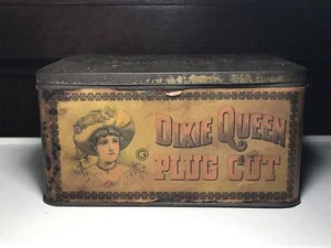 Antique Dixie Queen Paper Label Tabacco Tin - Picture 1 of 7