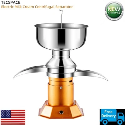 TECSPACE 100V-240V 25 Gal/H & 100L/H Electric Milk Cream Centrifugal Separator