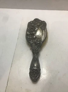 Antike Jugendstil Haarbürste Versilbert Floral Repousse Hoffnung Silber Waschtisch - Bild 1 von 6