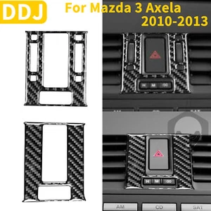 Cubierta de embellecedor de botón de lámpara de advertencia interior de fibra de carbono para Mazda 3 Axela 2010-2013 - Imagen 1 de 11