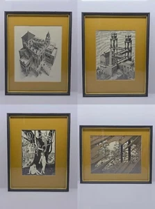 Vintage M.C. Juego de 4 estampados enmarcados y mate Escher - Imagen 1 de 24