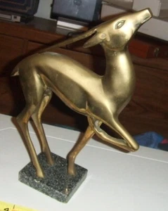 VINTAGE ART DECO MESSING ANTILOPE-GAZELLE SKULPTUR - Bild 1 von 11