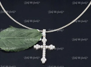 14k Solid Yellow gold Natural Diamond Cross pendant 0.46 ct - Picture 1 of 8