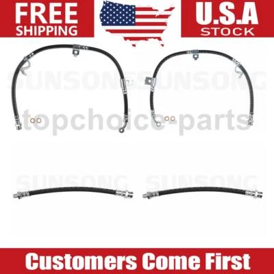 Linha de freio de mangueira de freio dianteira traseira esquerda e direita 4 peças para 1999-2005 Hyundai Sonata - Imagem 1 de 4