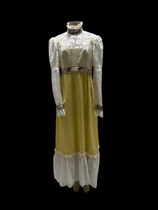 Vintage 70s Embroidered Floral Dress Grecian Ethnic Peasant Handmade Midi S/M - Picture 1 of 18