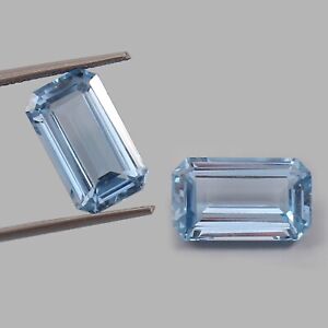 Natural Brazilian Aquamarine Radiant Cut Loose Gemstone matching Pair 15x10 MM