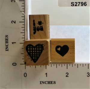 Holzblock Gummistempel Lot Valentinstag Liebe Herz "Ich liebe dich" - Bild 1 von 2