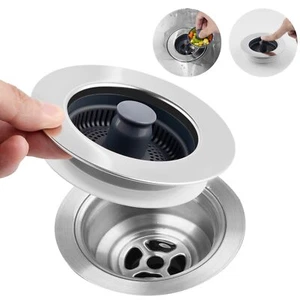 3 in 1 Kitchen Sink Drain Strainer Stainless Steel Wrapped Shell Drain Stoppe... - Picture 1 of 8