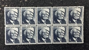 1968US #1280 2c Frank Lloyd Wright - Block of 10 From Sheet Mint NH - Picture 1 of 1