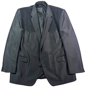 vintage mens black Circle S western blazer jacket sport suit coat cowboy usa 50L - Picture 1 of 10
