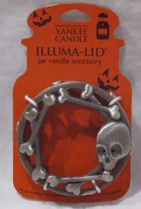 Yankee Candle Illuma-Lid Candle Jar Topper J/T Halloween SKULL & BONES dome - Picture 1 of 5