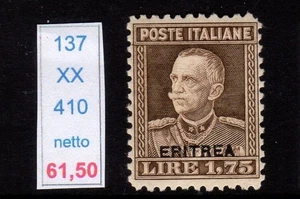 Eritrea Effigy Vittorio Emanuele III Lire 1.75 New Rubber Integra MNH Ref 137 - Picture 1 of 1