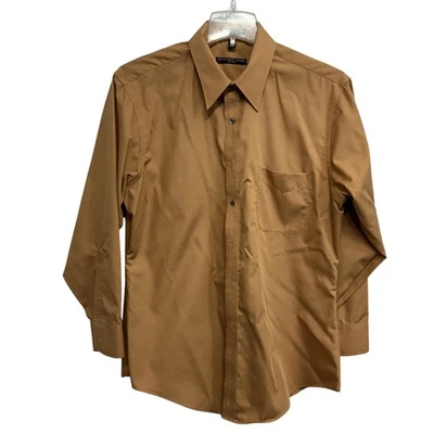 Geoffrey Beene Shirt Mens XL 17 32/33 Brown Fitted Quick Dry Wrinkle Free Dress - Image 1 of 4