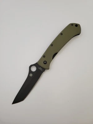 Cuchillo Plegable Spyderco Lum Tanto OD Verde G-10 Negro M390 Hoja Lisa C46GPODBK Foto 1 de 4