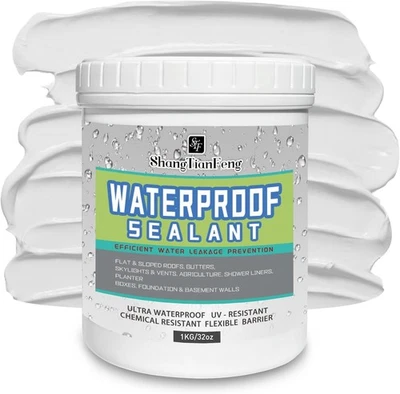 SHANGTIANFENG 32oz White Waterproof Sealant Adhesive, Liquid Roof Leak Repair Indoor Outdoor