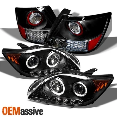 Fit 2005-2007 Scion TC Black Bezel Halo Projector LED Headlight+Tail Brake Light - Image 1 of 2