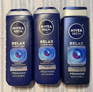 (3) Nivea Men Lavendel & Sandelholz Relax Duschgel | 3 in 1 - 16,9oz - Bild 1 von 2