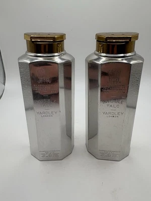 LOTE de 2 botellas coctelera de metal de talco invisible Yardley vintage VACÍAS Londres Foto 1 de 4