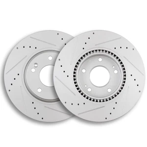 Front Drilled Brake Rotors Pair 2 for Hyundai Sonata Tucson Kia Optima Sportage - Picture 1 of 6
