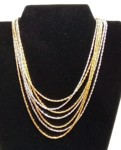 Trifari Multi Strand Two Tone Gold & Silver Necklace - Picture 1 of 7