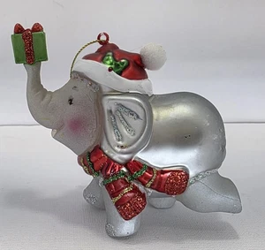 Adorno de Navidad de cristal, elefante con regalo - Imagen 1 de 11