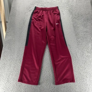 Vintage Nike Track Pants Mens Medium Burgundy Polyester Stretch Loose Straight - Picture 1 of 10