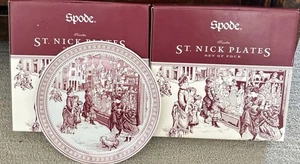 Spode Saint Nick Window Shopping 8.5" Plates 7 Plates 2 Boxes William Sonoma - Picture 1 of 5