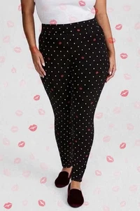 Leggings Torrid Marilyn Monroe Negro Lunares Besos Largo Completo 2X, 18/20 NUEVO - Imagen 1 de 11